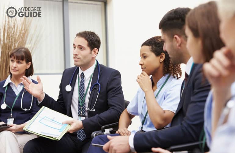 healthcare administrators in a meeting