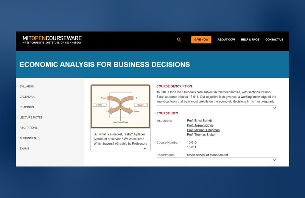 Massachusetts Institute of Technology - Economic Analysis for Business Decisions