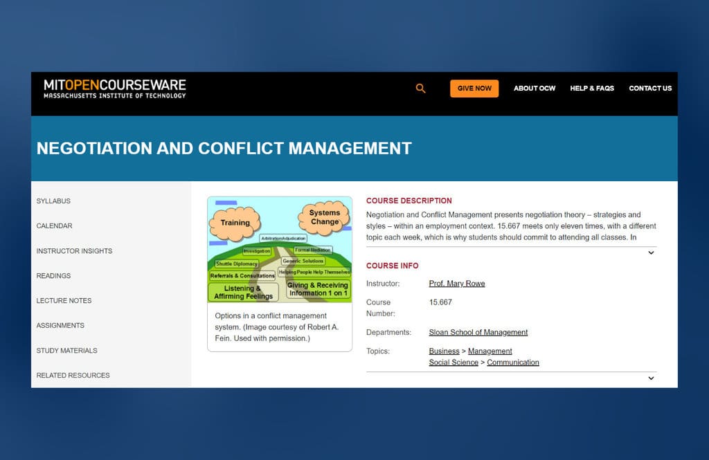 Massachusetts Institute of Technology - Negotiation and Conflict Management