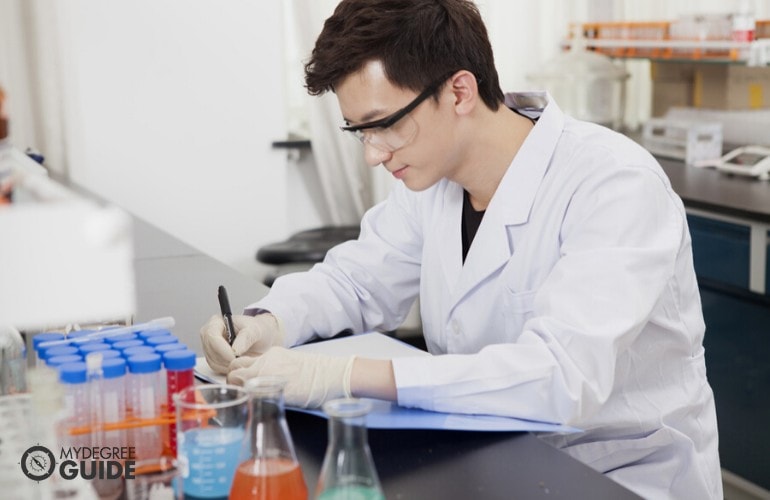 Biology student working in a laboratory