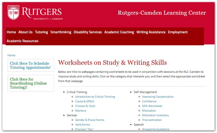 Study Skills Worksheets