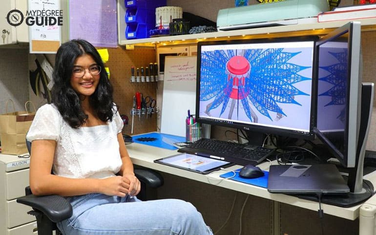 Female stem student at her desk