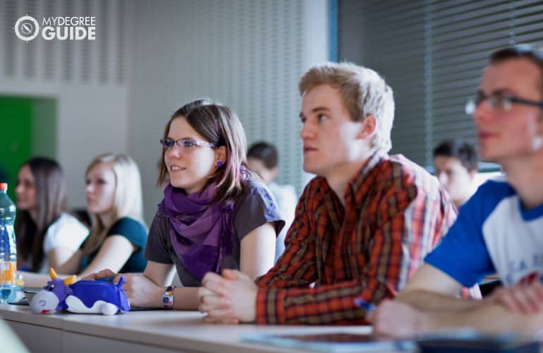 students sitting in a university classroom