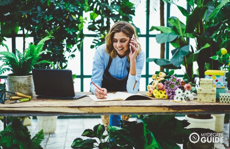 female entrepreneur talking on the phone