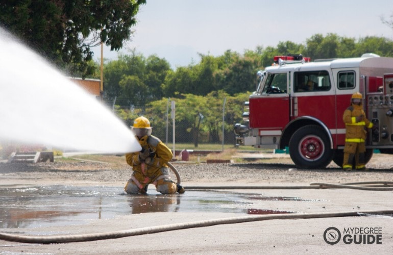 firefighters in a training
