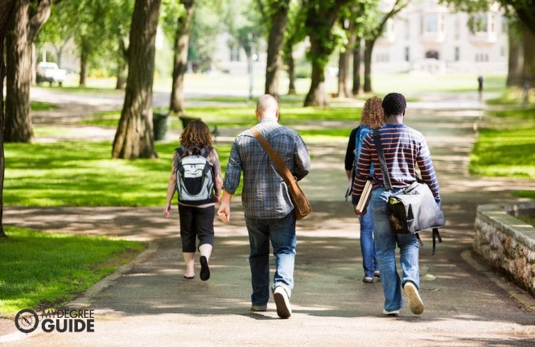 students walking in university campus