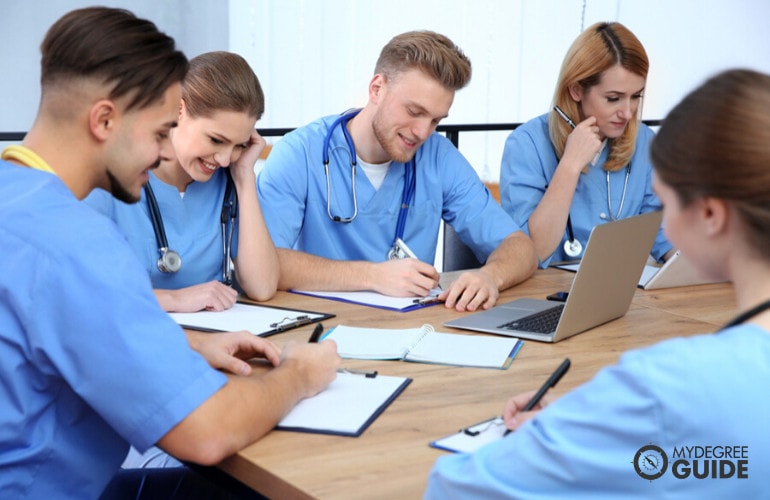 nursing students studying together