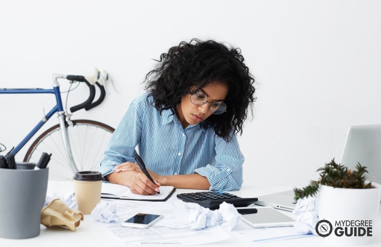 accountant working in her office