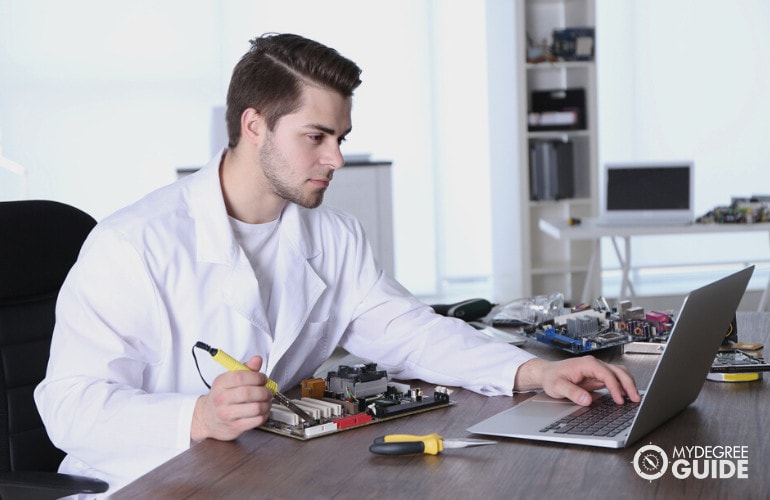 Student Taking Electrical Engineering Associates Degree Online