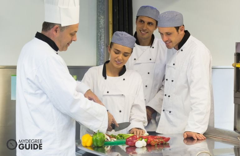 students taking Catering Certificate, guided by an instructor