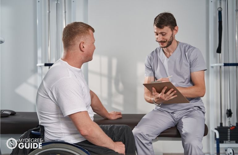 Occupational Therapist giving feedback to patient