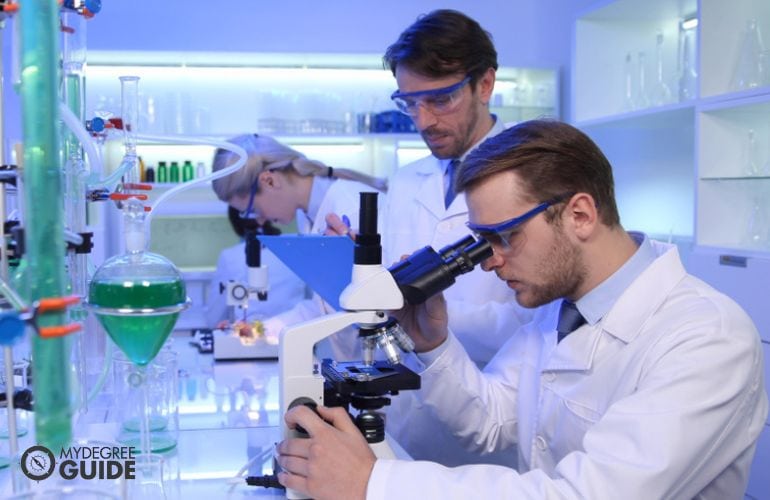 Biochemists doing biomedical research