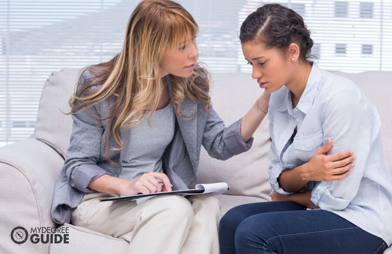 Counseling psychologist in a session with patient