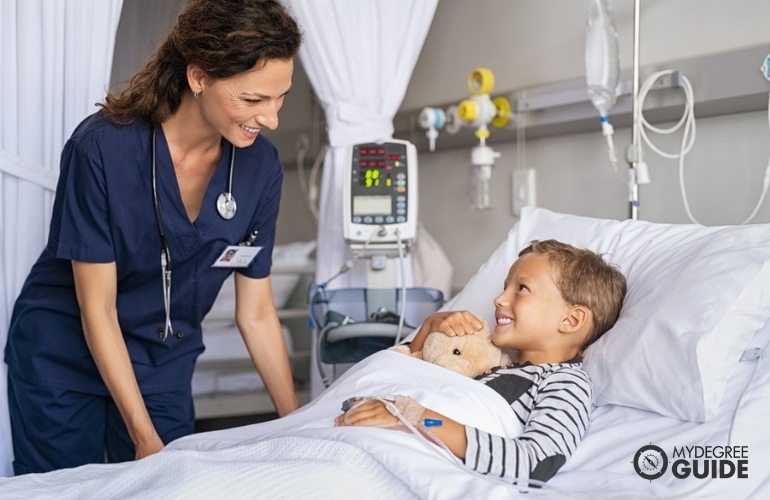 nurse visiting a young patient