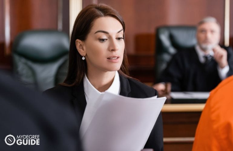 legal assistant working in court