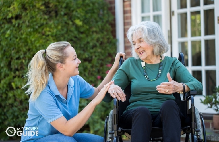 social worker working in a care home