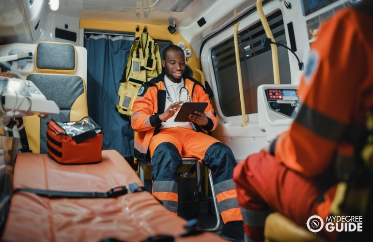 Emergency Medical Technician in an ambulance