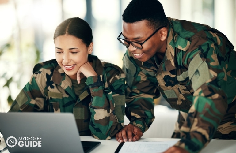 military personnel searching for colleges online