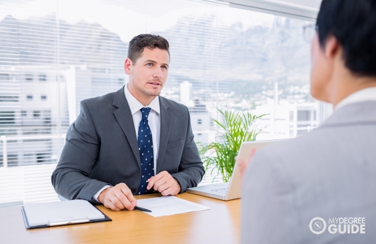 Human Resources Manager interviewing a job applicant