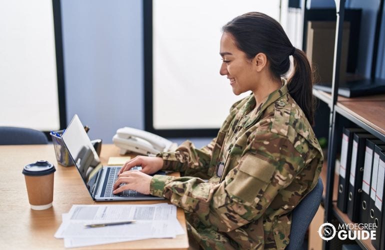 Woman with a degree from an Online Military University